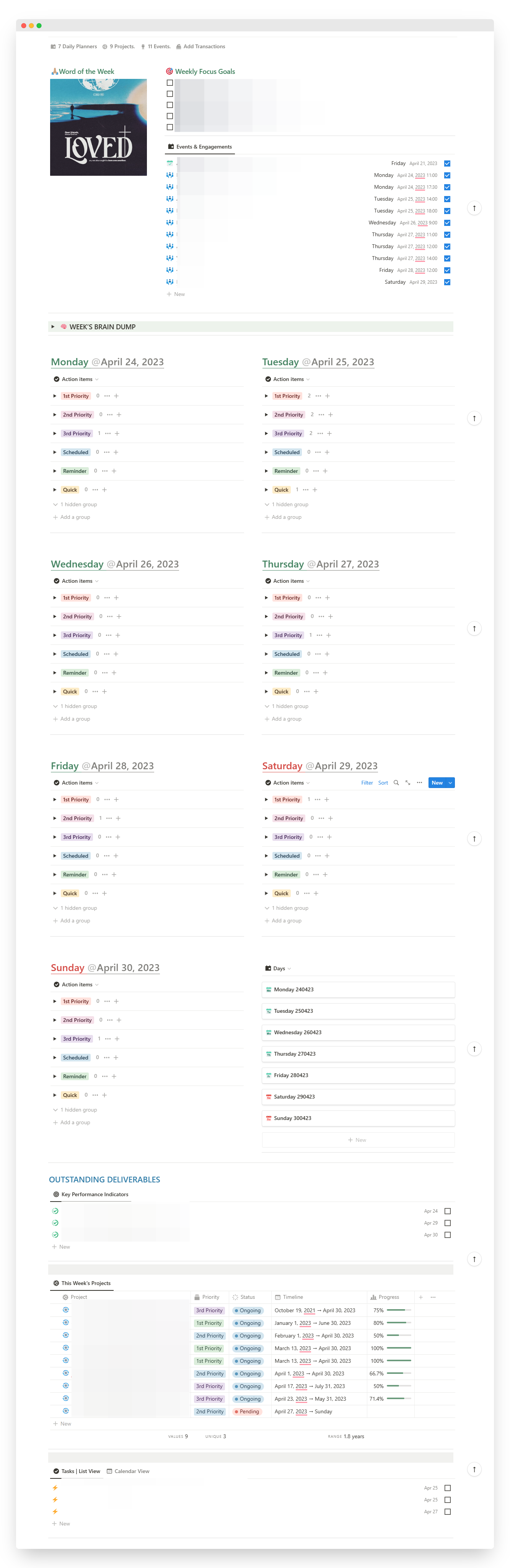 Notion Weekly Planner