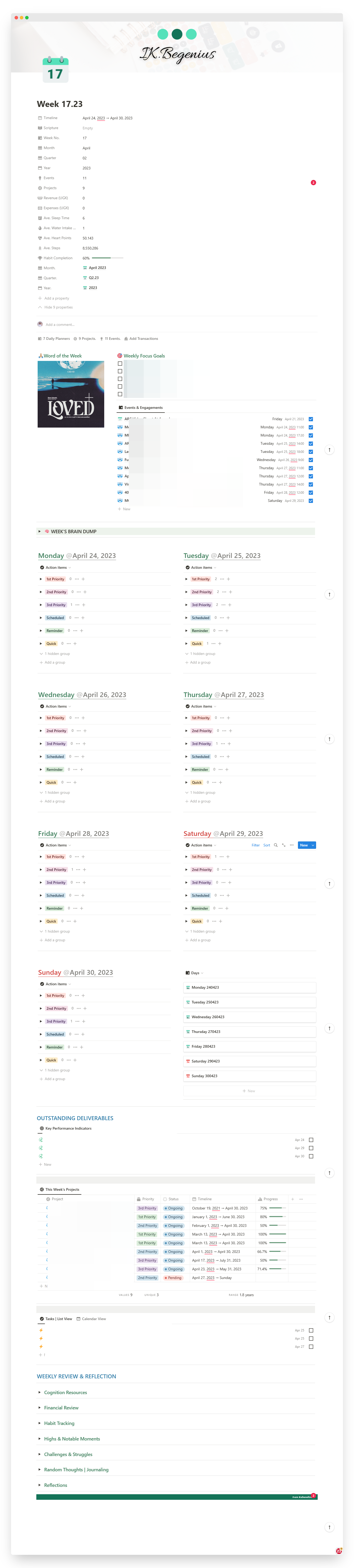 Notion Weekly Planner